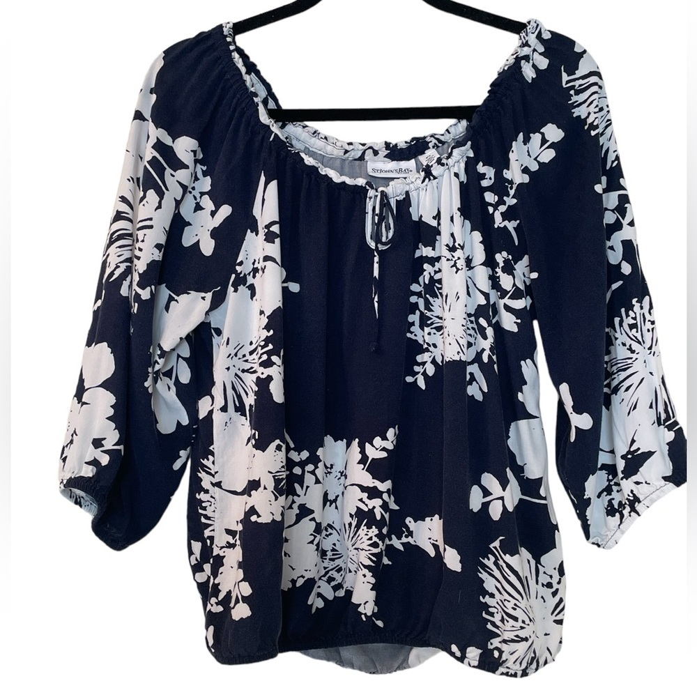 St John’s Bay floral peasant‎ blouse, size petite large